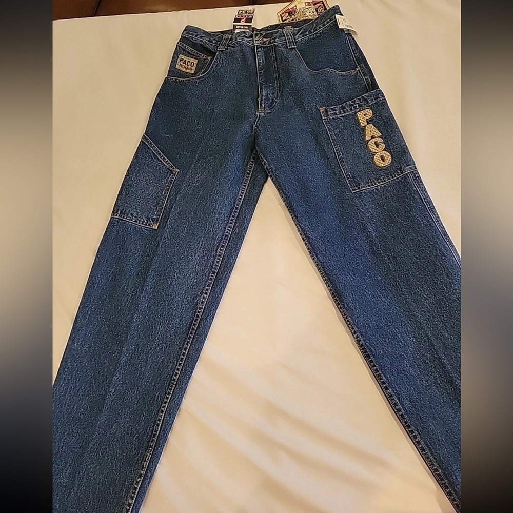 Vintage 90s PACO Jeans Size 38x34 36 Baggy Wide Leg Carpenter Skater Pants NEW